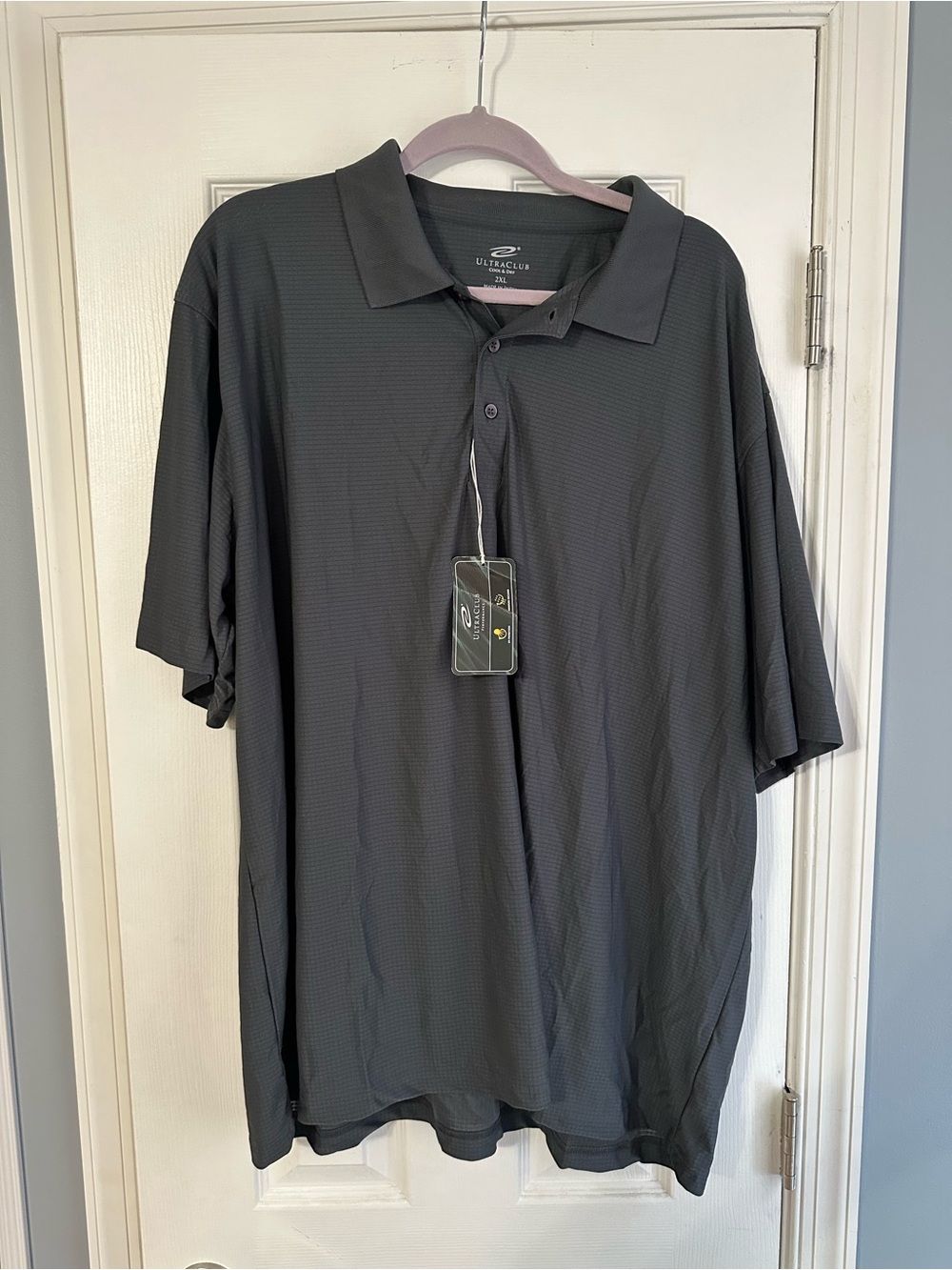UltraClub Men's Black Performance Polo - Breathable Short Sleeve